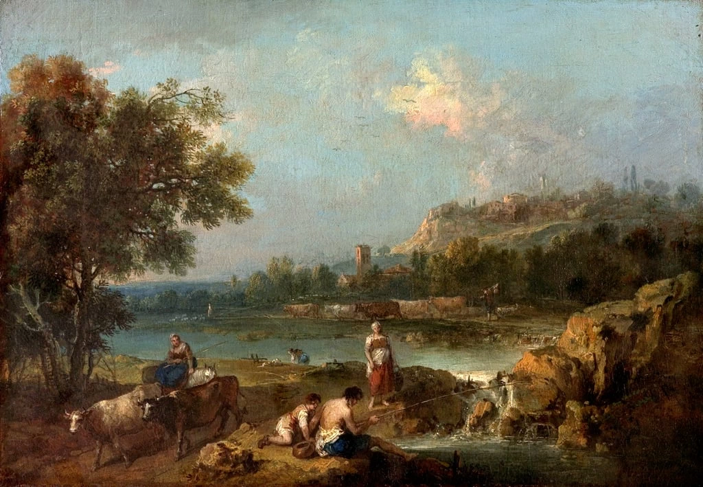 Scena fluviale con pescatori - Nottingham City Museums and Galleries